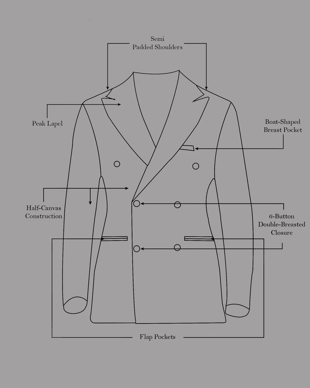 Men’s Premium Grey Check Double-Breasted Suit