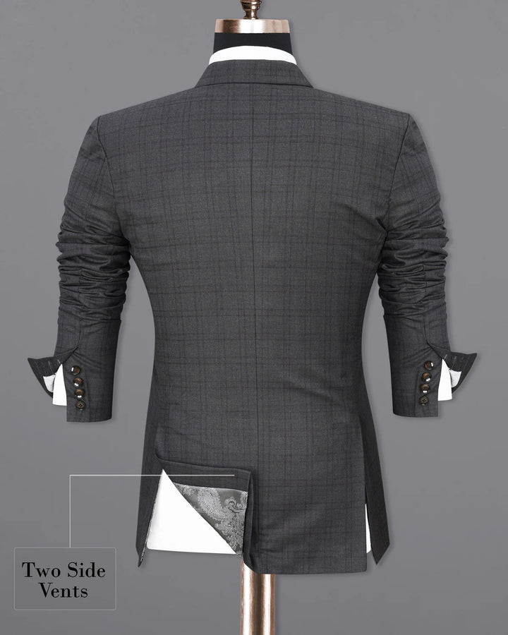 Men’s Premium Grey Check Double-Breasted Suit