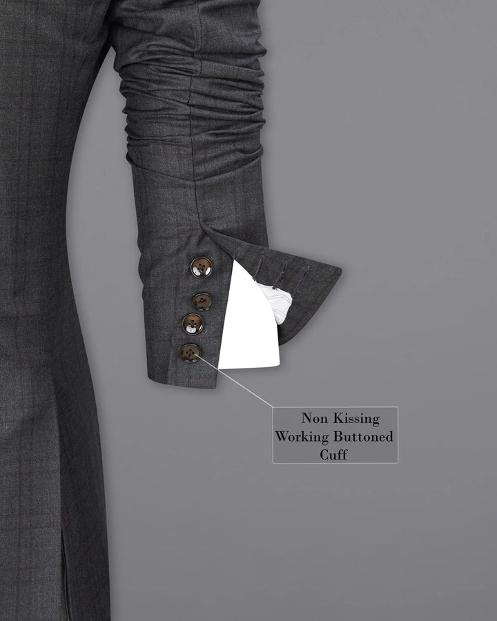 Men’s Premium Grey Check Double-Breasted Suit
