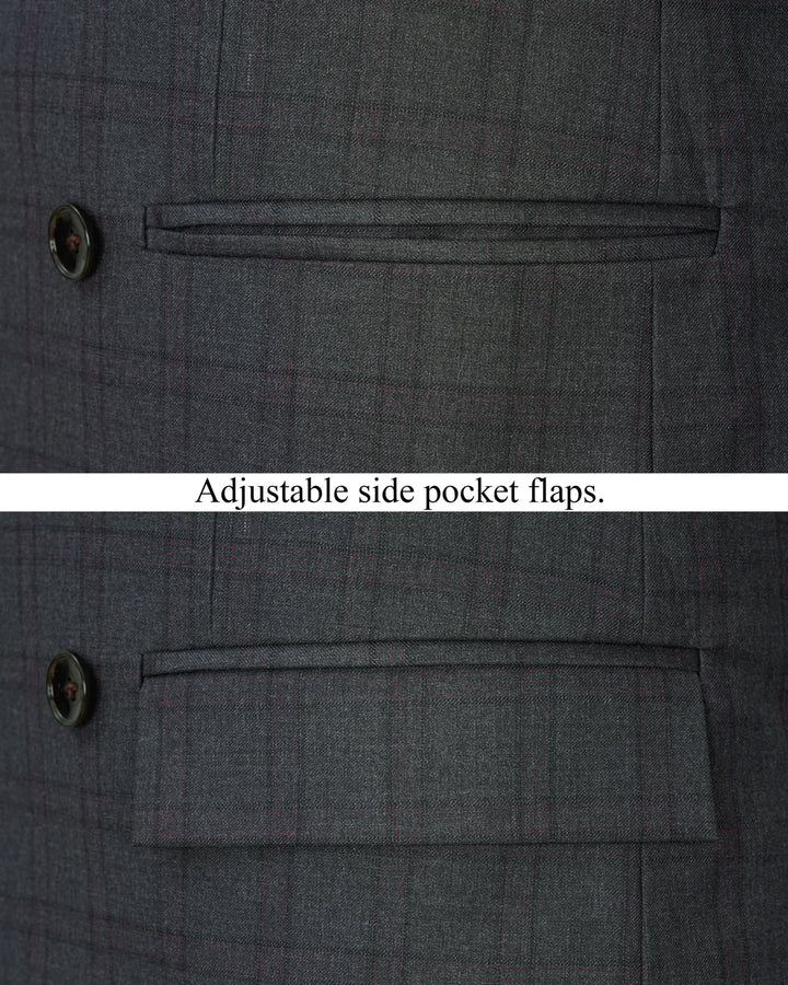 Men’s Premium Grey Check Double-Breasted Suit