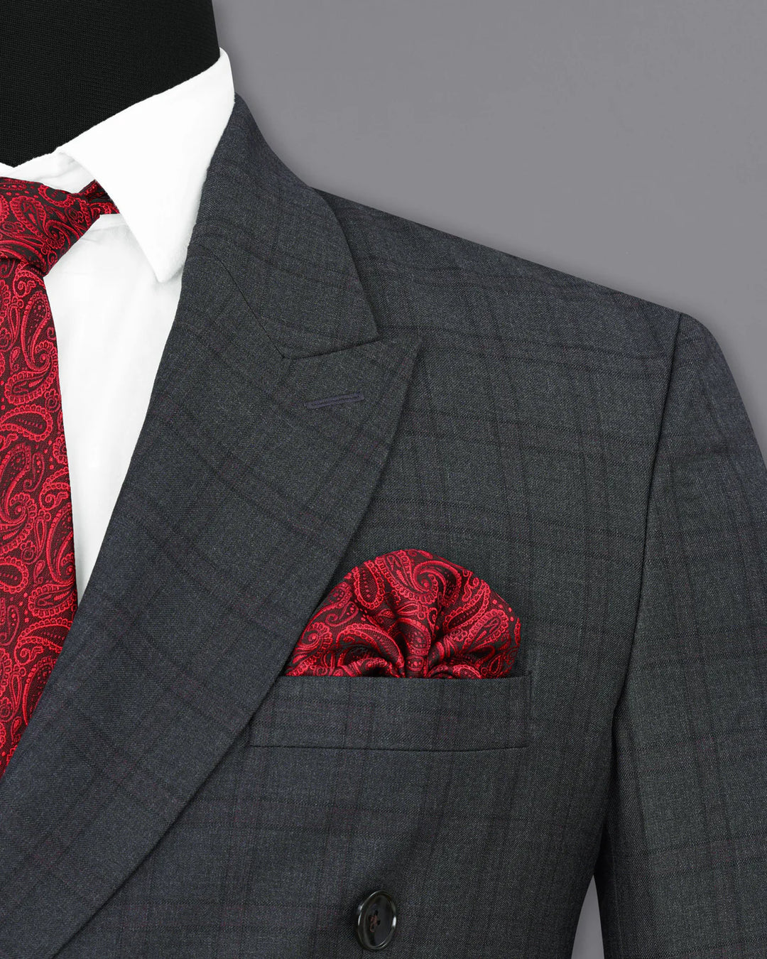 Men’s Premium Grey Check Double-Breasted Suit